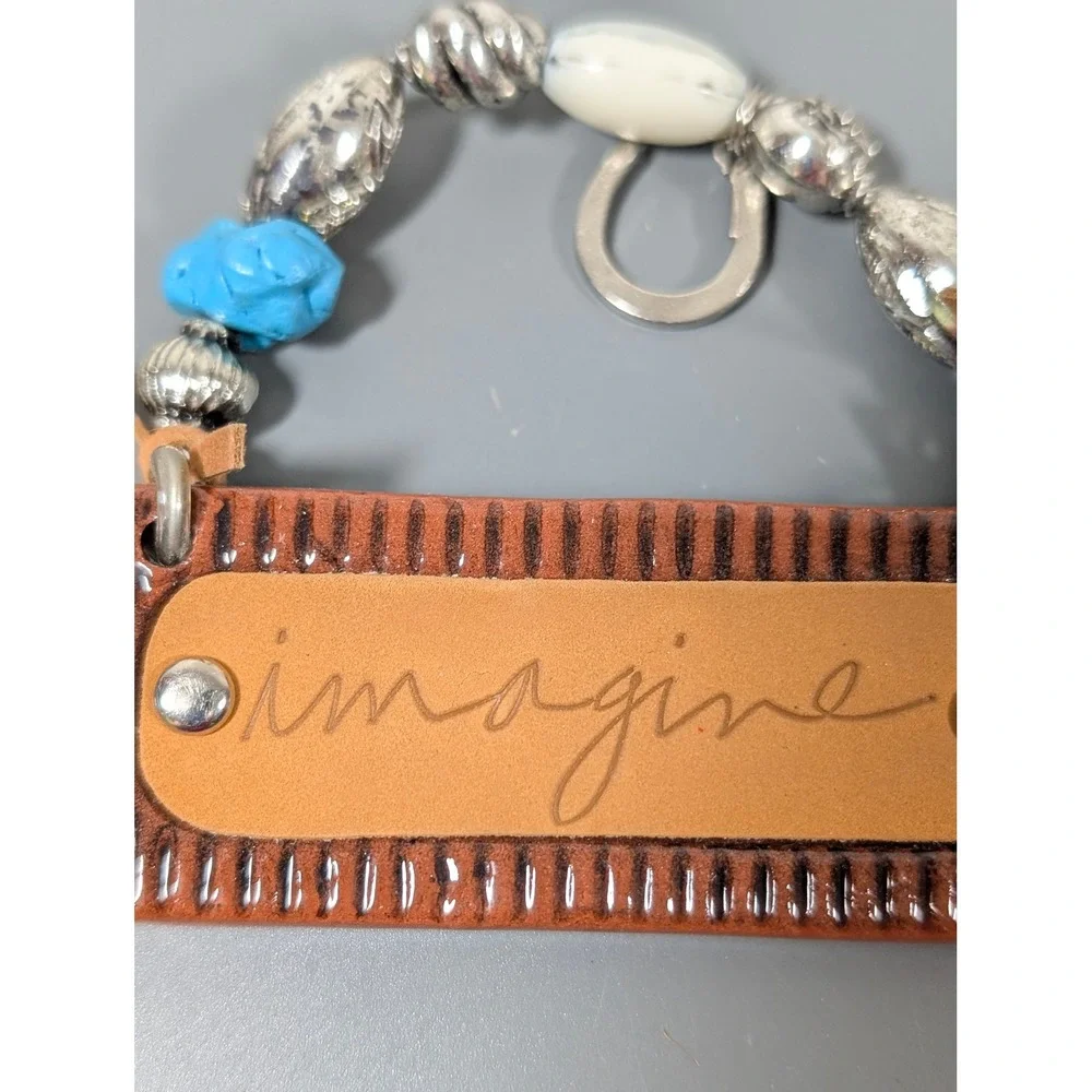 Sandra Magsamen Silvestri Imagine Inspirational Hanging Plaque Faux Turquoise